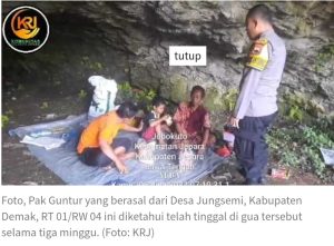 Bapak dan Anak Tinggal di Gua Ujungbatu, di Temukan Komunitas Relawan Jepara